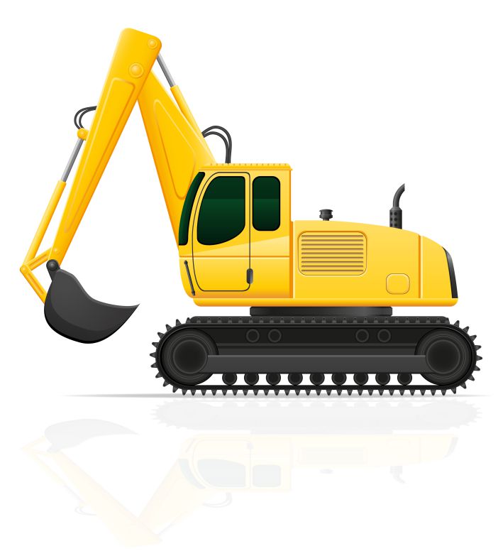excavator for road works vector illustration isolated on white background
