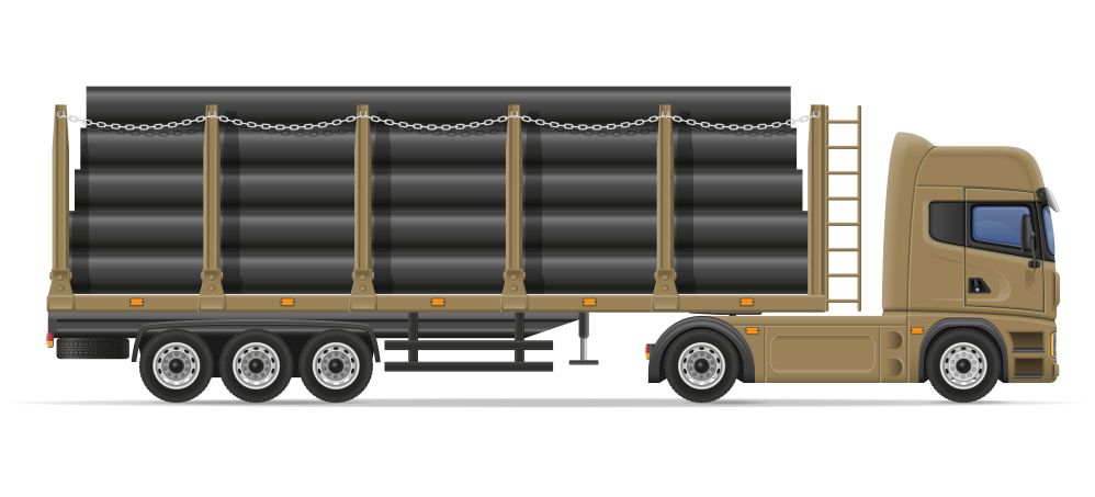 truck semi trailer delivery and transportation of construction materials concept vector illustration isolated on white background